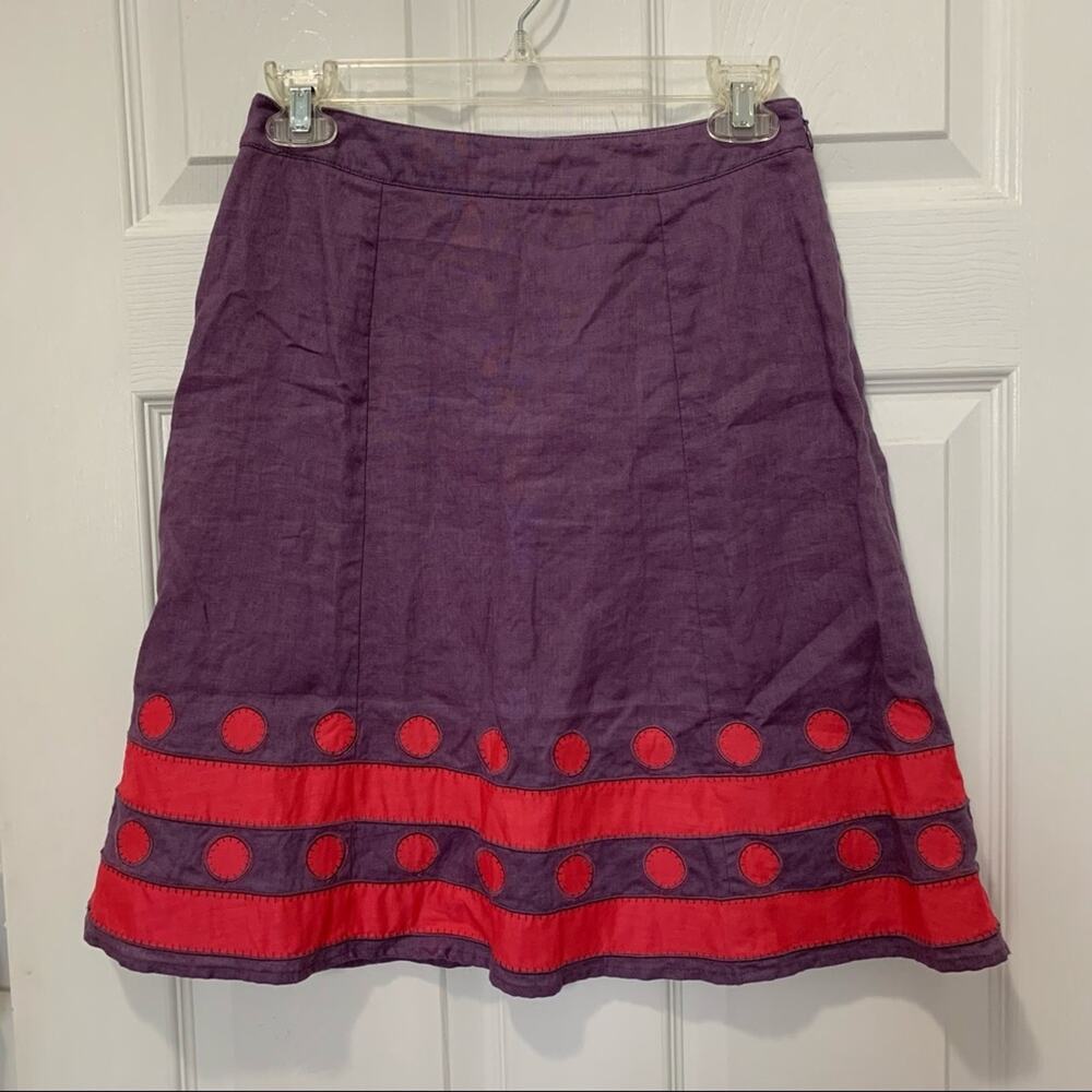 Boden Colorful Purple and Pink A-Line 100% Linen Skirt Size 2P